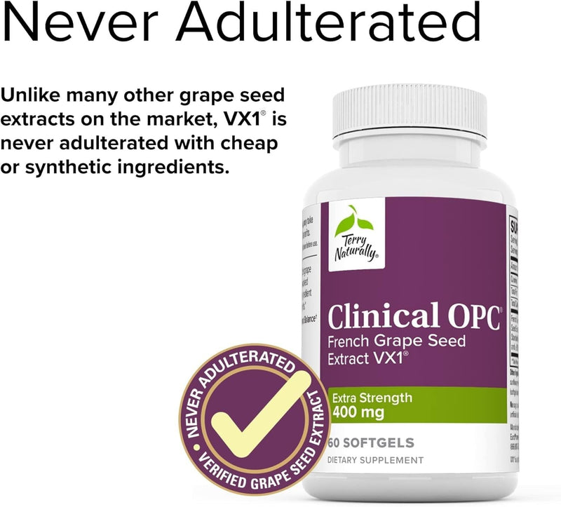 [Australia] - Terry Naturally Clinical OPC Extra Strength - 60 Softgels - French Grape Seed Extract Supplement - - Non-GMO, Gluten Free - 60 Servings 1 