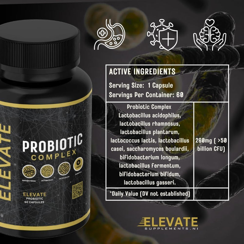 Probiotics Complex 60 Capsules - Multi-Strain Lactobacillus & Bifidobacterium Probiotics for Gut Health, Digestion & Bloating Relief, Immune Support Supplement for Men & Women