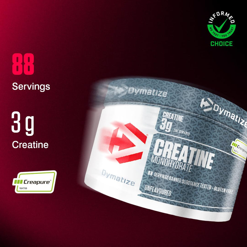 Dymatize Creatine Monohydrate Unflavored Powder 300g - 100% Creapure Creatine - Amino acids - creatine 88 Servings