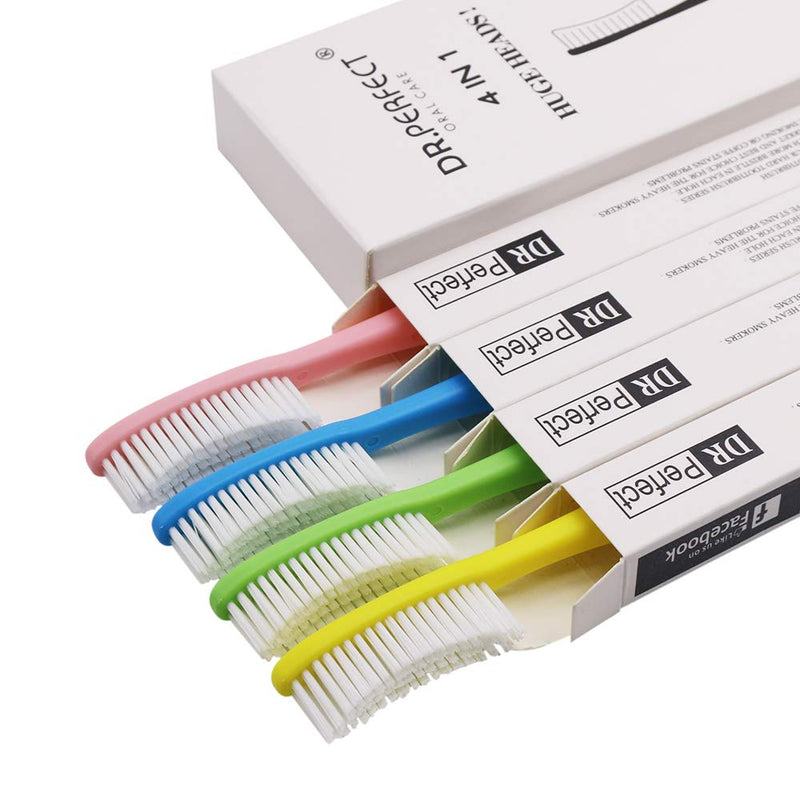 [Australia] - DR PEFECT Extra Hard & Firm Toothbrush BPA Free Large Long Head Whitening Teeth Pack of 4 