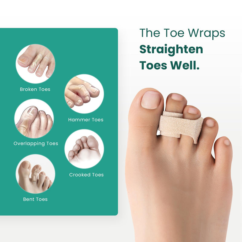 [Australia] - Welnove Hammer Toe Straightener - 16 Pack Broken Toe Wraps - Hammer Toe Corrector for Women - Toe Splints for Crooked Toes, Curled Toes, Bent Toes - (Multi-Size, Beige) Multi-Size(16 Count) 