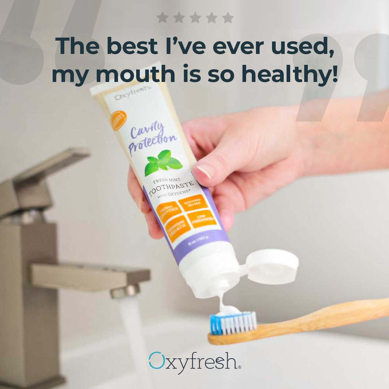 [Australia] - Oxyfresh Cavity Protection Fresh Mint Fluoride Toothpaste | Low Abrasion Anticavity Toothpaste for Sensitive Teeth & Gums – All-Day Fresh Breath (3-5 oz Tubes) 3 Pack 