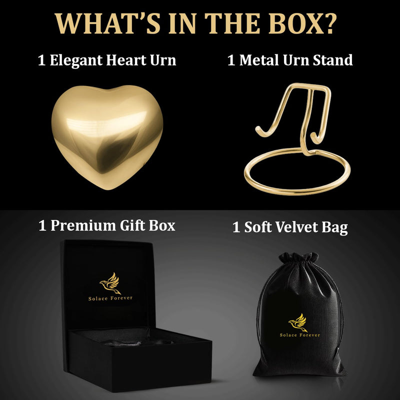 [Australia] - Mini Urn for Human Ashes ‚Äì Keepsake Urn for Ashes ‚Äì Small Heart Urn Memorial with Stand ‚Äì A Beautiful Heart Shaped Tribute for Women, Men, Baby & Infant (Golden, Small) Golden 