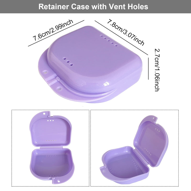 [Australia] - Denture Bath Case Cup Box Holder Storage Container with Denture Cleaner Brush Strainer Basket for Travel Cleaning(Purple) Purple 