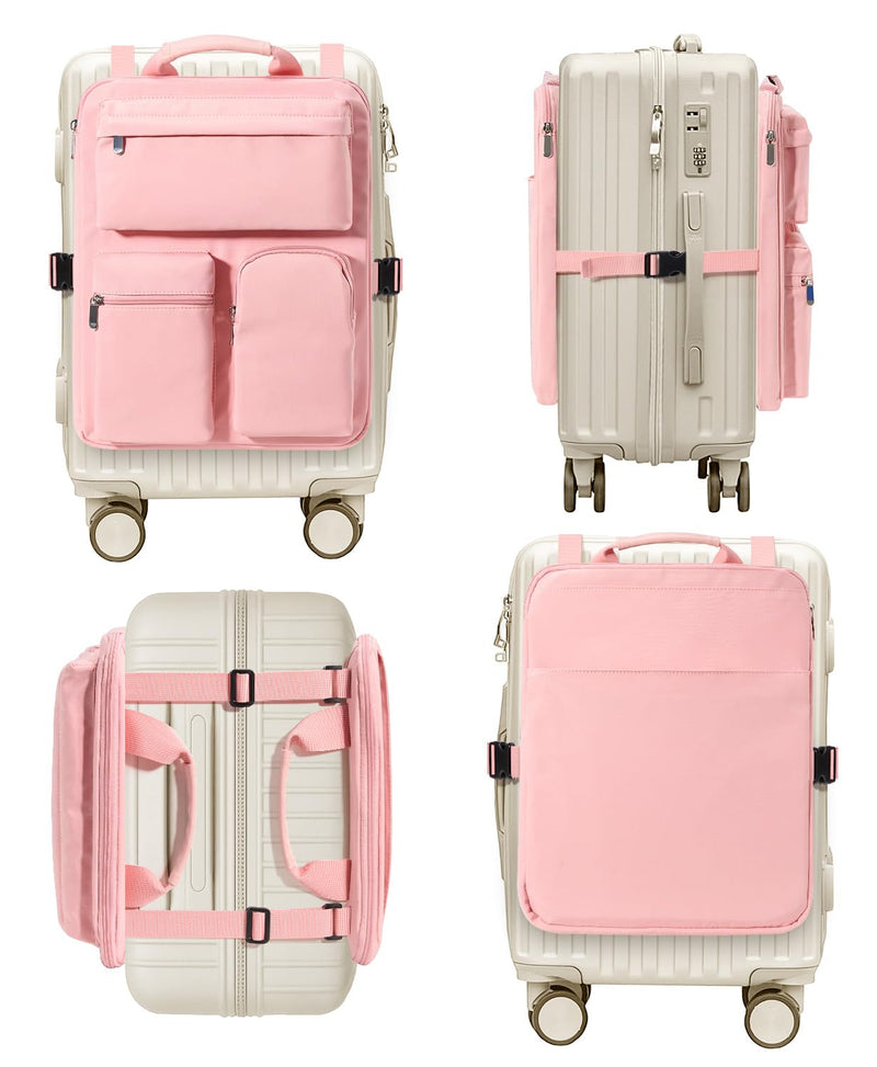 Over Luggage Organizer for Carry On Bag/Suitcase | 16” Laptop Sleeve with Handle, Portable Travel Accessories Bags for Luggage with Adjustable Harness Straps (Pink) pink