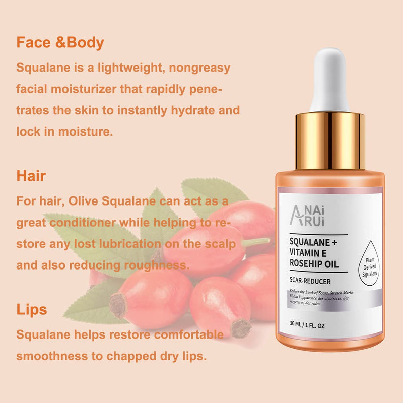ANAI RUI Squalane Rosehip Oil for face +Vitamin C Turmeric Oil,Hydrate,Firm and Softer Skin