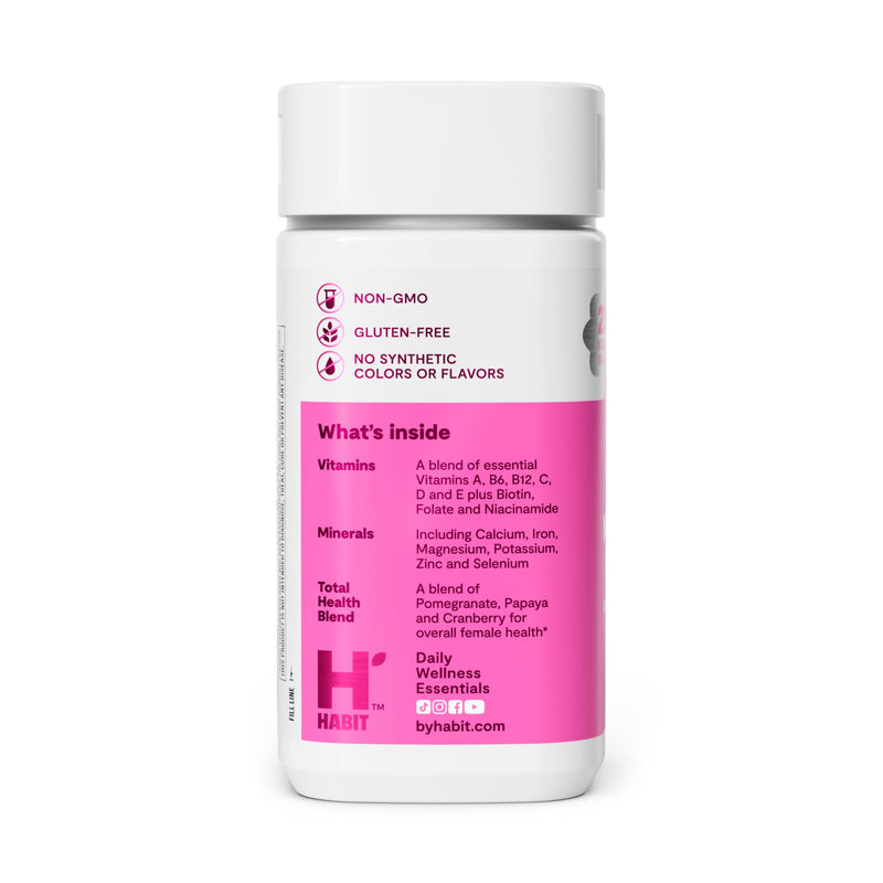 Habit Womens Multi Supplement 2 Pack (120 Capsules) - New Look, Supports General Health & Wellness, 23 Essential Vitamins and Minerals, Fruit extracts, Folate, Iron, B12, Biotin, Non-GMO