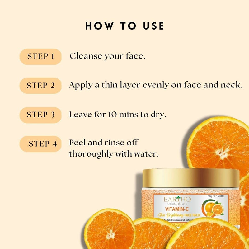 Ayurvedic Vitamin C Skin Brightening Face Pack with Apple Extract, Aloevera & Saffron Extract 50g