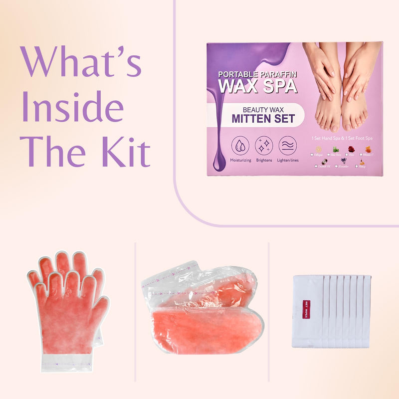 [Australia] - 10-Minute Paraffin Hand & Foot Treatments, Self Contained Paraffin Wax Gloves and Booties Set for Intensive Hydration At Home (Vitamin C) 