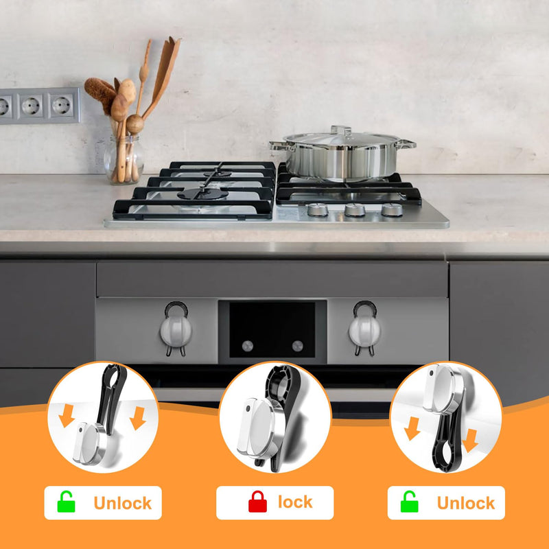 [Australia] - Stove Knob Covers, Door Knob Safety Cover for Kids, 5 Pcs Gas Stove Knob Locks, Oven Knob Covers for Child Pet Safety (black) Black 