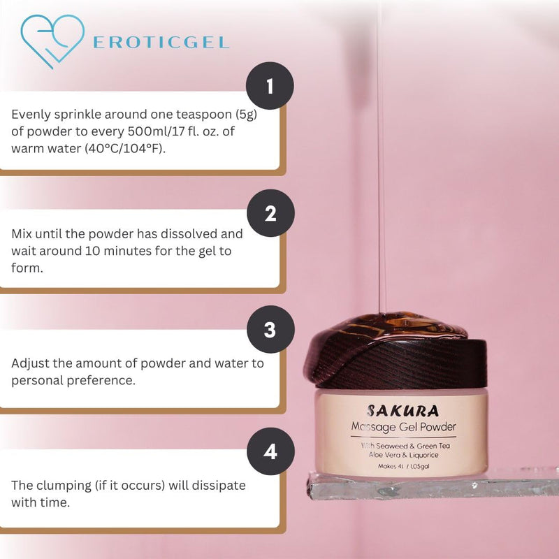 [Australia] - Sakura Edition Nuru Massage Gel Powder 40g | Aloe Vera, Seaweed, Liquorice, & Green Tea | Made in Japan | Paraben & Glycerine Free | Makes 1.05 gal |Unscented, Colorless and Tasteless Sakura Vegan - 40g 