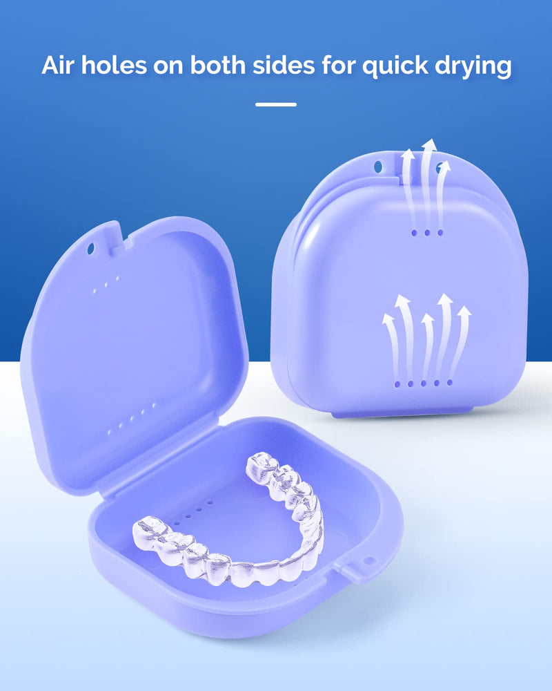 [Australia] - JMU Retainer Case with Vent Holes, 4 Pack Orthodontic Mouth Guard Cases Denture Case Blue/Teal/Purple/Pink 