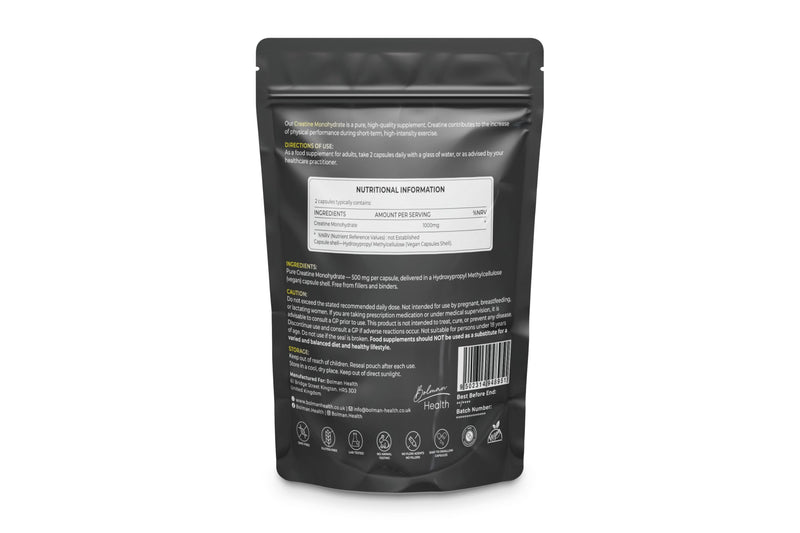 Creatine Monohydrate | 60 Capsules | 30 Day Supply | 1000mg Per Serving | Supports Muscle Strength & Performance | Pre & Post Workout Supplement for Men & Women | Vegan Capsules