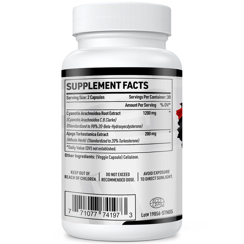 [Australia] - 1400mg Beta Ecdysterone and Turkesterone Supplements, Maximized 98% Beta Ecdysterone & 20% Turkesterone Extract for Muscle Mass,Strength, Protein Synthesis, 120 Capsules 60 Count (Pack of 2) 