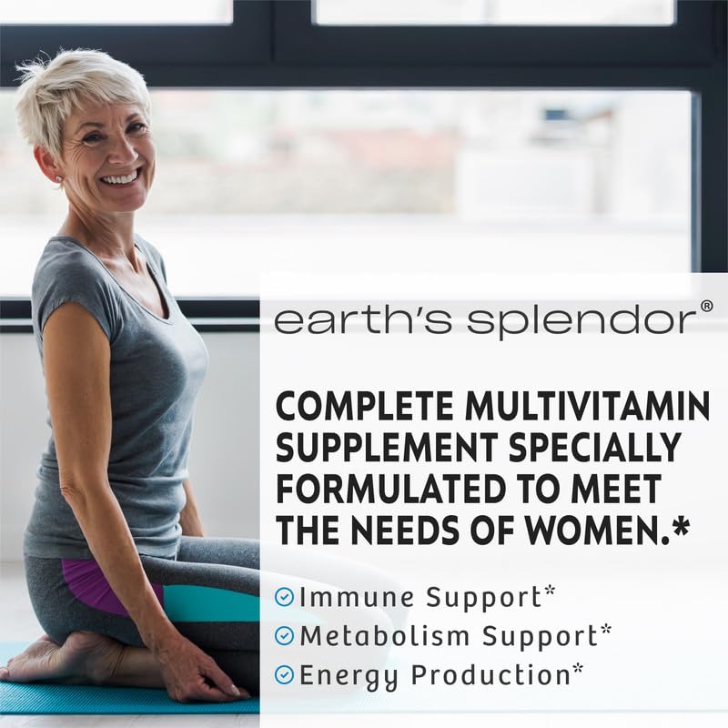 Earth's Splendor Womens Multivitamin Immune Metabolism Biotin Minerals | Overall Wellness Multimineral Metabolism Immune Vitamins A C D E K B6 B12 Biotin 120 Tablets Women's Multivitamin