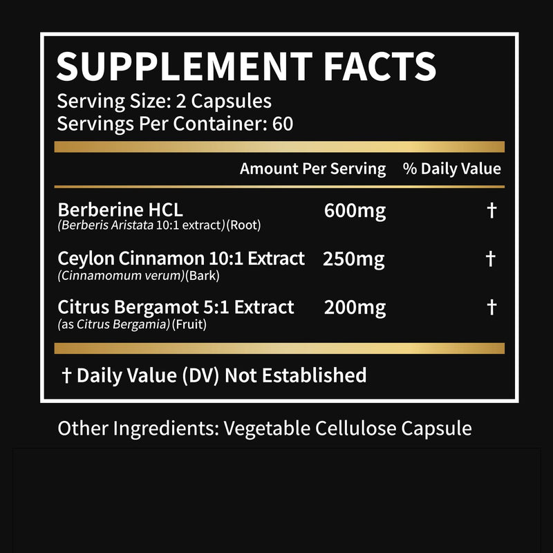 [Australia] - Premium Berberine Supplement Supports AMPK Metabolic, Liposomal Berberine with Ceylon Cinnamon - Classic 600mg Formula for Healthy Metabolism & Weigh*t - 3X Absorption - Vegan, Non-GMO, 120 Count Unflavoured 120 Count (Pack of 1) 
