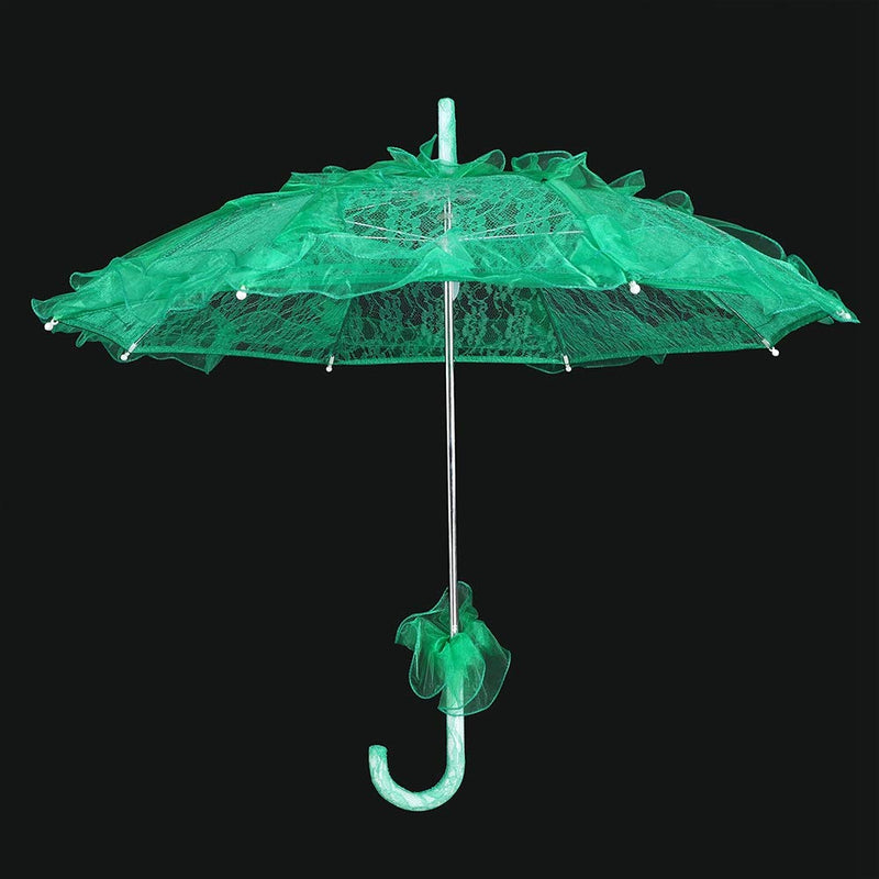 Fdit Bridal Lace Cotton Umbrella Parasol Costume for Wedding Parties Dancing Photography Prop(Green)