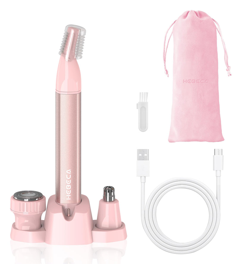 [Australia] - Nose Hair Trimmer for Women 3in1 Facial Hair Removal Trimmers with Storage Base - Waterproof, Portable USB Rechargeable with Travel Bag- Trims Nose, Ear, Eyebrow, Peach-Fuzz, Lips, Chin Face Hair 