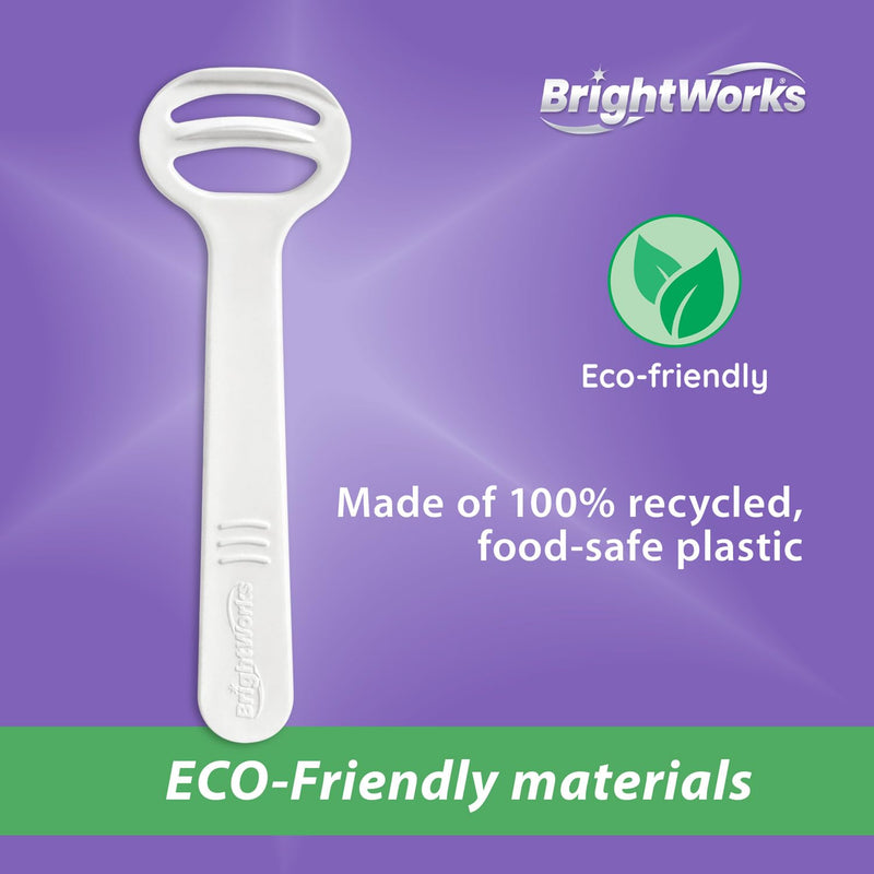 [Australia] - Brightworks Disposable Tongue Scraper for Adults – 96 Count Hygienic Tongue Cleaner for Fresh Breath – Recycled Plastic, Curved Design Tongue Cleaner – Travel-Friendly 