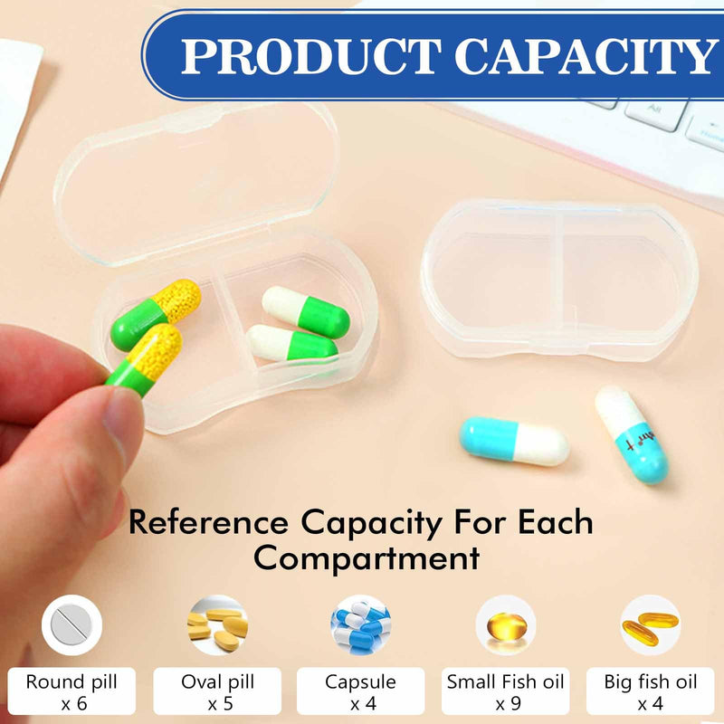2PCS Pill Case Organizer, Daily AM & PM Containers, Medicine Holder, Ideal for Medication, Vitamin, Supplement, Perfect for Travel, Ideal for Purse (White) White 2pcs