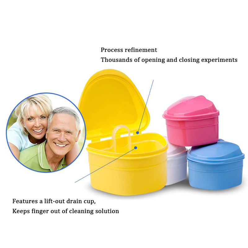 [Australia] - Denture Bath Box Cup, Complete Clean Care for Dentures, Clear Braces, Mouth Guard, Night Guard & Retainers,Traveling (Blue & White) Blue & White 