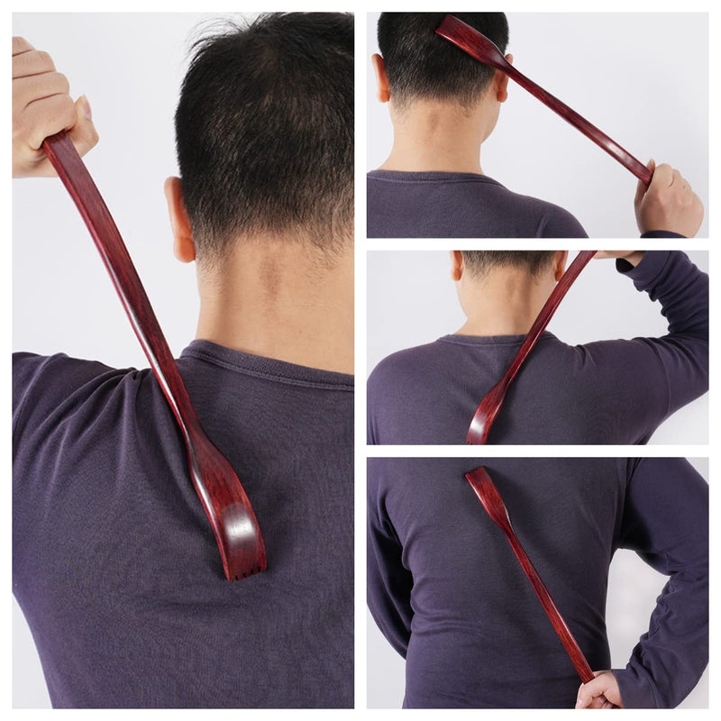 [Australia] - Oversized Wooden Back Scratcher: 18'' Extended Curved Handle for Better Reach, Handcrafted to Perfection, Instant Itch Relief, Gentle on Skin Leave No Scratch Marks (Brown) Brown 
