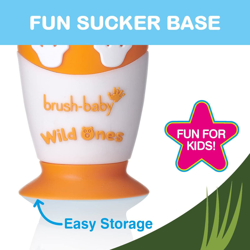 [Australia] - brush-baby WildOnes Kids Electric Rechargeable Toothbrush TIGER, 1 Handle, 3 Brush Heads, USB Charging Cable, for Ages 0-10 (Tiger) 