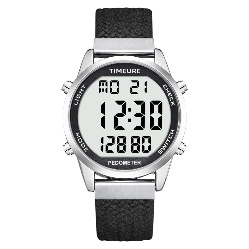 [Australia] - Accurate Pedometer Watch for Men Walking Simple Step Counter Watches Steps Tracker Large Digital Display Waterproof Non Bluetooth TIMEURE-2306 Black 