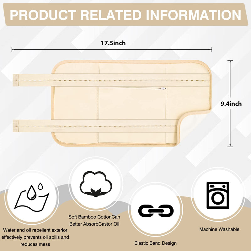[Australia] - Castor Oil Pack, Adjustable Reusable Castor Oil Pack Wrap for Liver Detox,Less Mess, Elastic Strap Bamboo Cotton Machine Washable Anti Oil Leak Beige 
