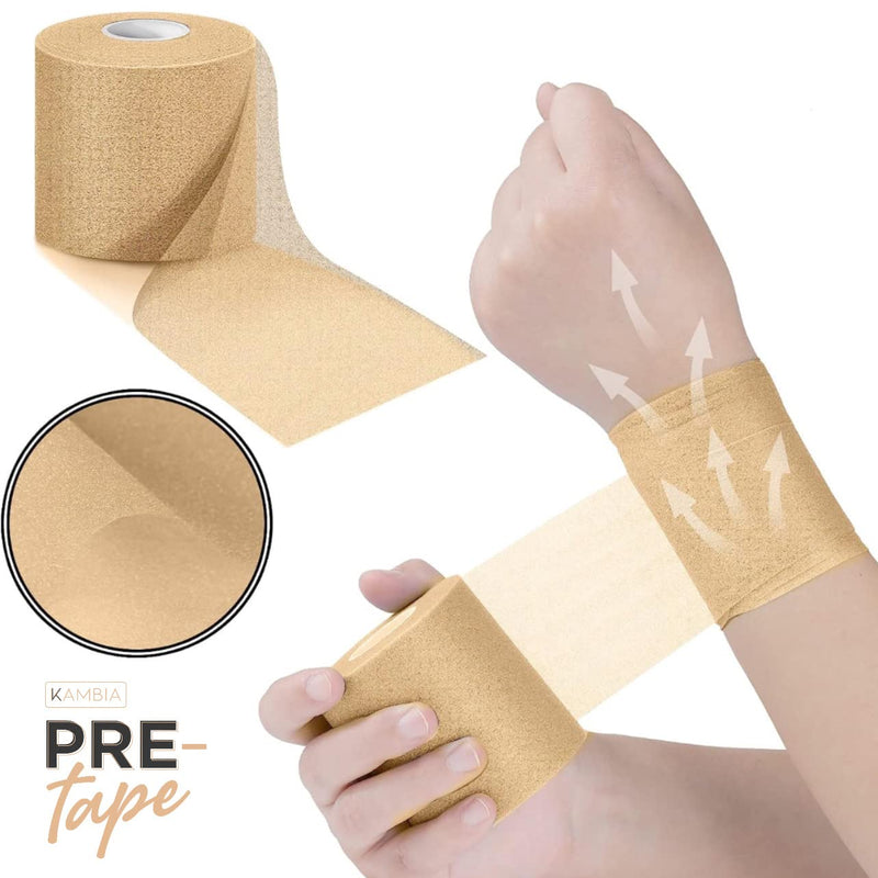 KAMBIA Pretape Sports Bandage, Pack of 4 Rolls 7 cm x 27 m, Pre-Tape, Sports Pretape, Non-Adhesive Pretape for Crossfit Tape.
