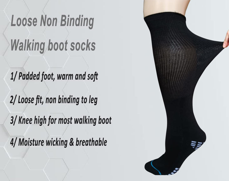 [Australia] - Extra Width Socks For Bariatric Diabetic For Men Women, Cast Lymphedema Socks for Swollen Foot Ankle 2 Pairs One Size Black 