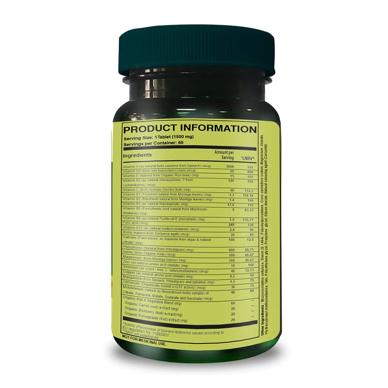 Pure Nutrition Whole Food Multivitamins for Men | 60 Tabs | One-A-Day | 100% RDA | 24 Natural Vitamins and Minerals | All Natural Plant Based Men's Multivitamin | 2 Months Supply