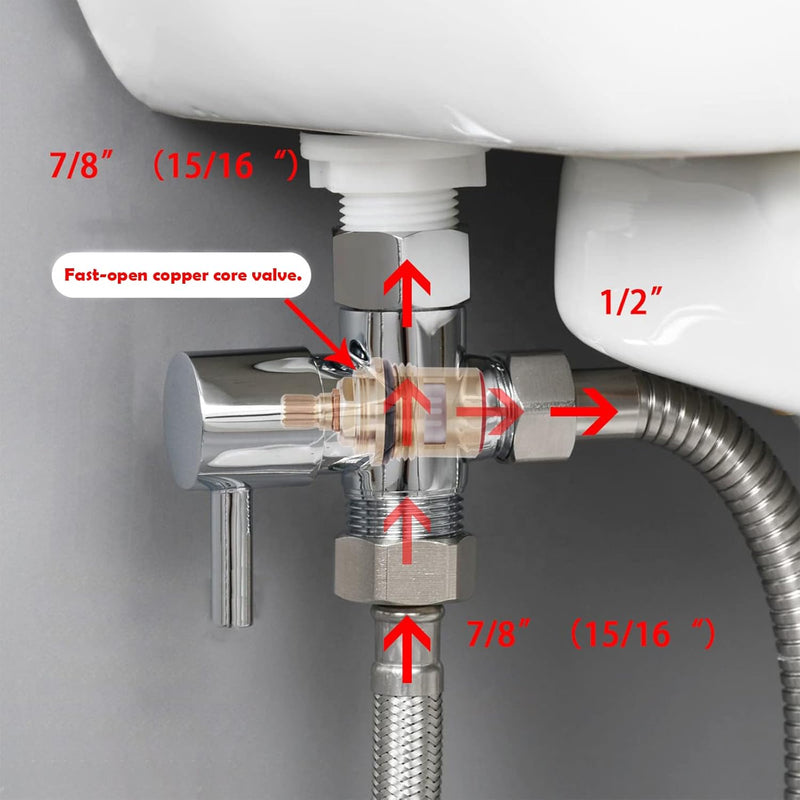[Australia] - Clean Pass Douche Kit - Pre-Intercourse Hygiene Stainless Shower Douche Nozzle+1.5m Shower Hose+T-Adapter Water Regulator Knob L Shaped Douche/Enema Perfectly Designed for Men & Women Body Anatomy 