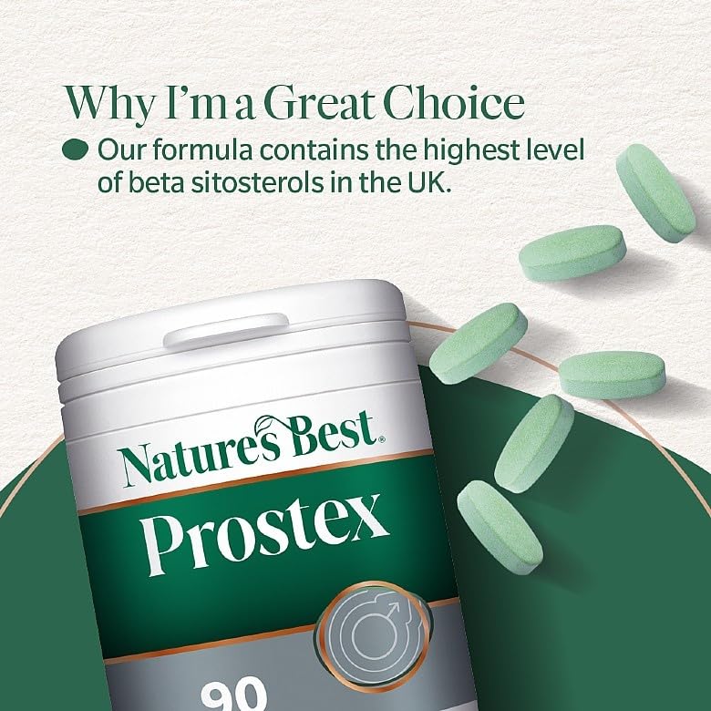Nature’s Best Prostex - High Strength Men’s Health Supplement with Beta Sitosterol, Zinc & Vitamin D3 - Testosterone, Fertility & Immune Support - 90 Vegan Tablets (1+ Month Supply)