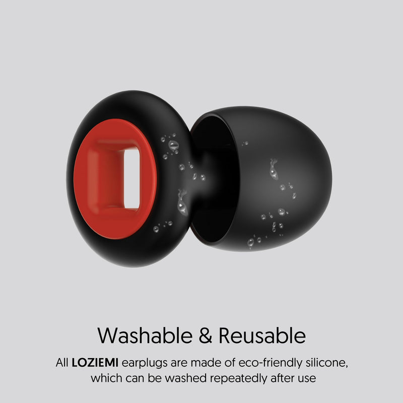 [Australia] - LOZIEMI Quiet Earplugs for Sleeping and Noise Reduction - Super Soft Reusable Flexible Silicone Hearing Protection for Concerts, Noise Sensitivity - 8 Earplugs (Blcak, Moyen) Blcak 