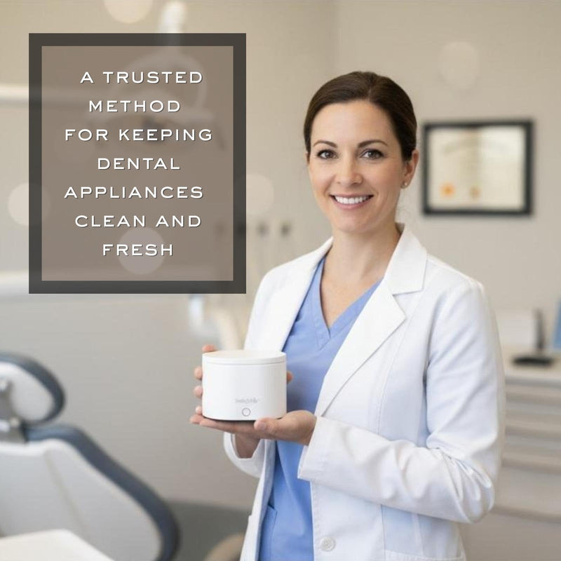 [Australia] - Ultrasonic Retainer & Jewelry Cleaner with UV Light | Professional Sonic Dental Cleaner for Invisalign, Dentures, Mouth Guard, Night Guard, Rings & More 