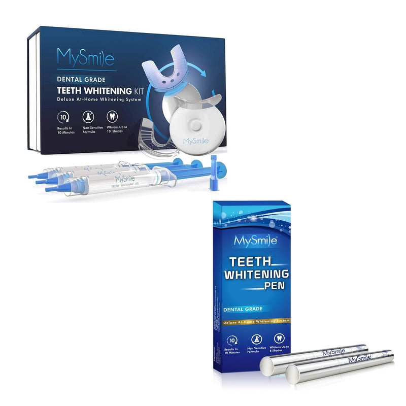 MySmile Teeth Whitening Kit with LED Light 60+ Treatment Teeth Whitening Pen and Gel Enamel Safe, 10 Min Non-Sensitive Fast Teeth Whitener, Helps to Remove Stains from Coffee, Smoking, Wines, Soda, Fo