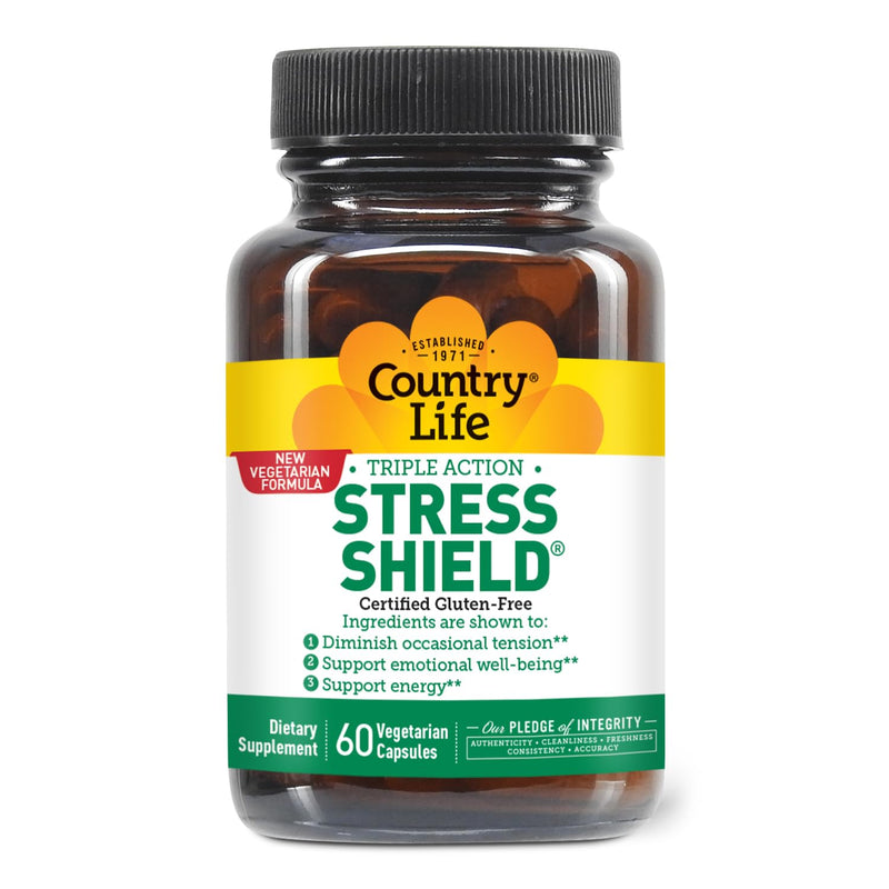 Country Life Stress Shield with Ashwagandha and B Vitamins, 60 Capsules | Helps diminish occasional tension while supporting emotional well-being and energy