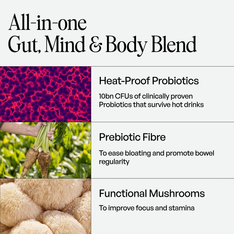 JERMS Biotic Energy | Caffeine-Free Cacao Blend with Lion's Mane, Cordyceps & Adaptogens | Calm Focus, Steady Energy & Gut Support, Coffee Alternative | 30 Servings