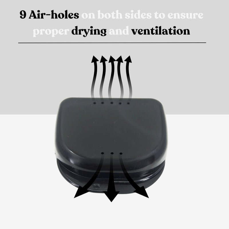 Retainer Case with Vent Holes - Orthodontic container for holding retainers, aligner, night-guard/mouth-guard. Small and Durable retainer case 1 Pack Black