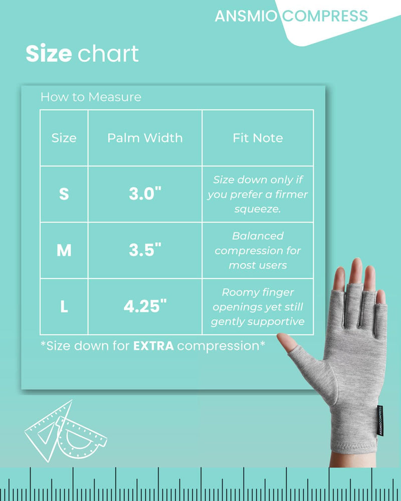 [Australia] - Rayon Derived from Bamboo Compression Gloves ‚Äì Fingerless Arthritis & Carpal Tunnel Support, Lightweight Moisture-Wicking, Gentle Relief for Men & Women, Size M Medium Grey 
