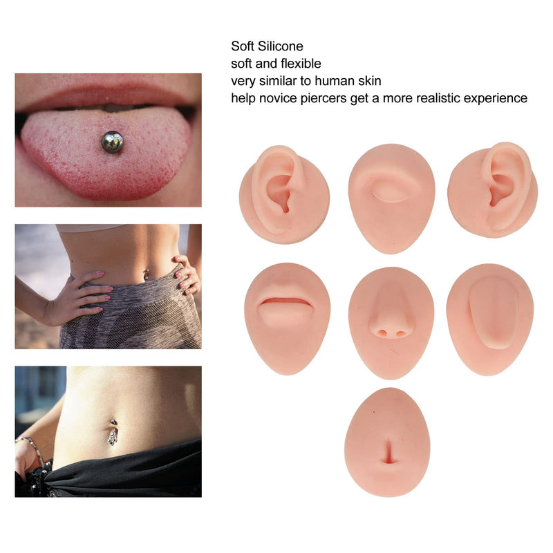 [Australia] - 7PCS Piercing Practice Body Parts,Simulation Soft Silicone Flexible Model Body Part,Ear Eye Nose Mouth Tongue and Belly Button Model,for Piercing Practice and Jewelry Display Acupuncture Teaching Tool 