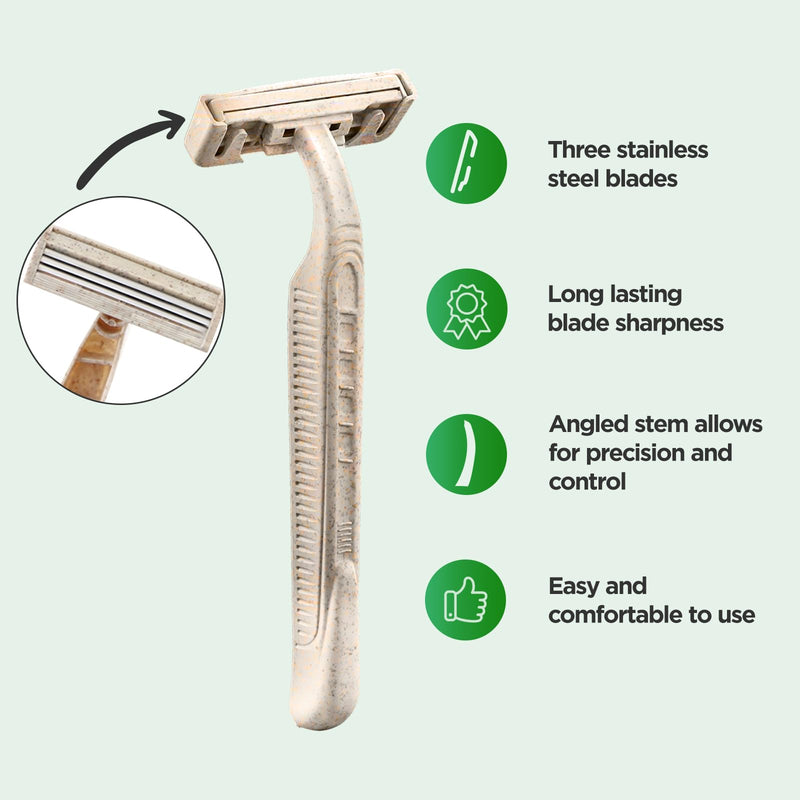 [Australia] - 50Pcs Eco-friendly Disposable Razors Men|Safety Razor Dermaplaning Razors for Men & Women Shaving Body Facial Hair Shavers Facial Hair Remover for Women 