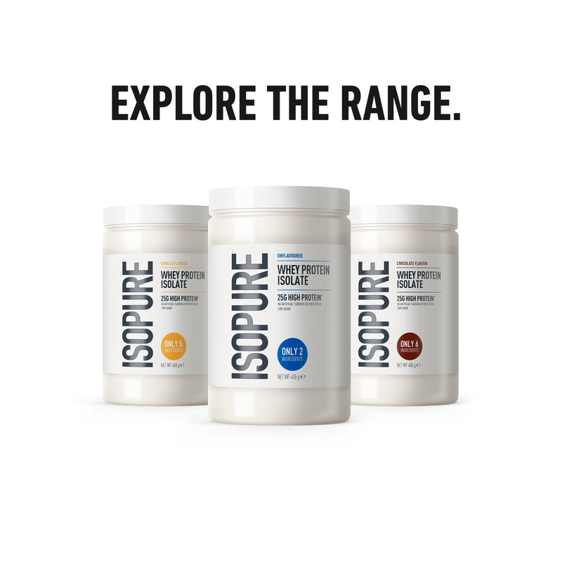 Isopure Unflavoured Whey Protein Isolate Powder, High in Protein with 25 g per Serve, Low in Sugar, No Artificial Flavours or Sweeteners, Made with Only 2 Ingredients, 435 g