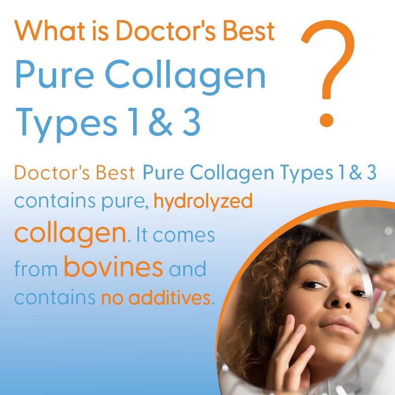 Doctor's Best, Pure Collagen Type 1 and 3 (Collagen Type 1 and 3), 200g Powder, Gluten Free, SOYA Free