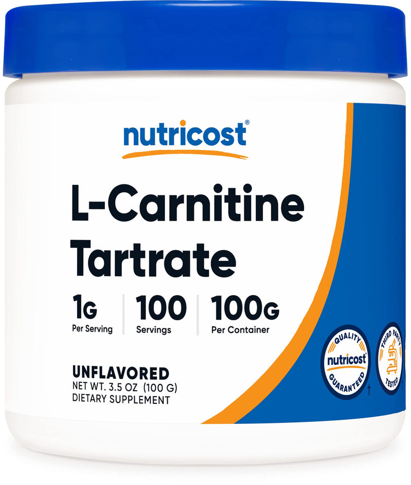 Nutricost L-Carnitine Tartrate Powder (100 Grams) - 1 Gram per Serving; 100 Servings Unflavored 100 Servings (Pack of 1)