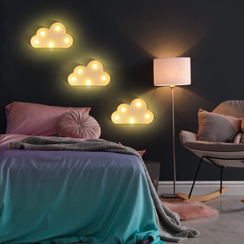 3 Pcs LED Cloud Night Light Can Be Hung On The Wall Kids Room Room Light, Suitable for Birthday Party Holiday Decoration Baby Room Nursery Decoration (Cloud) Clound