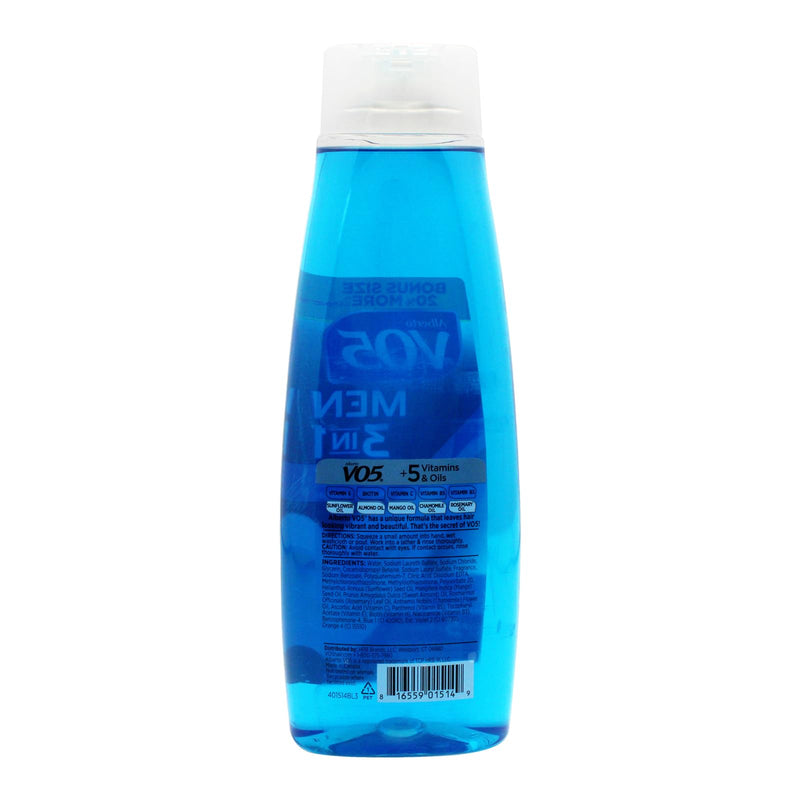 VO5 Alberto Men 3 in 1 Fresh Ocean Surge - 3 in 1 Shampoo Conditioner and Body Wash - With 5 Oils and 5 Vitamins - Energizing Ocean Scent - 15 oz 15 Fl Oz (Pack of 1)