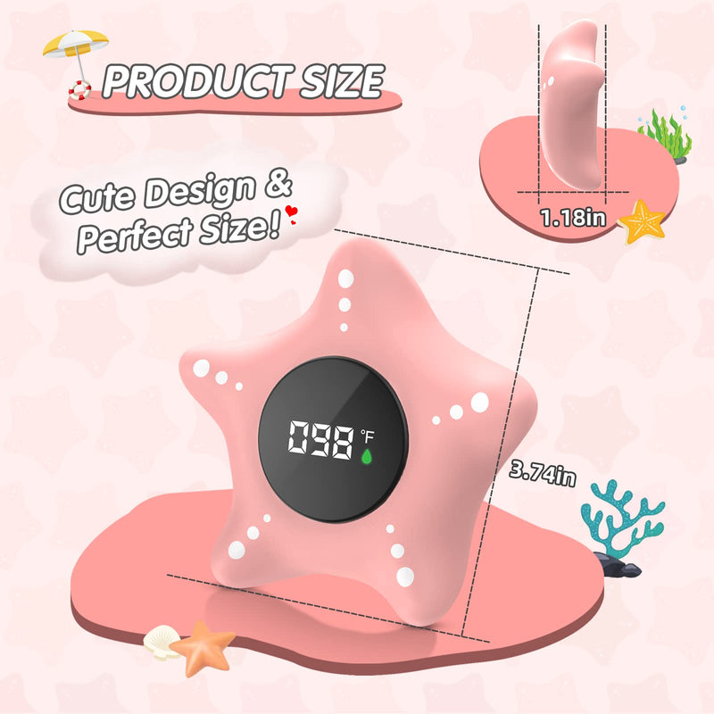 [Australia] - Baby Bath Thermometer Safety, Auto On & Off Bathtub Thermometer Floating Toy, Digital Bathing Water Temperature Warning Thermometer, Pink Sea Star Shape Black 