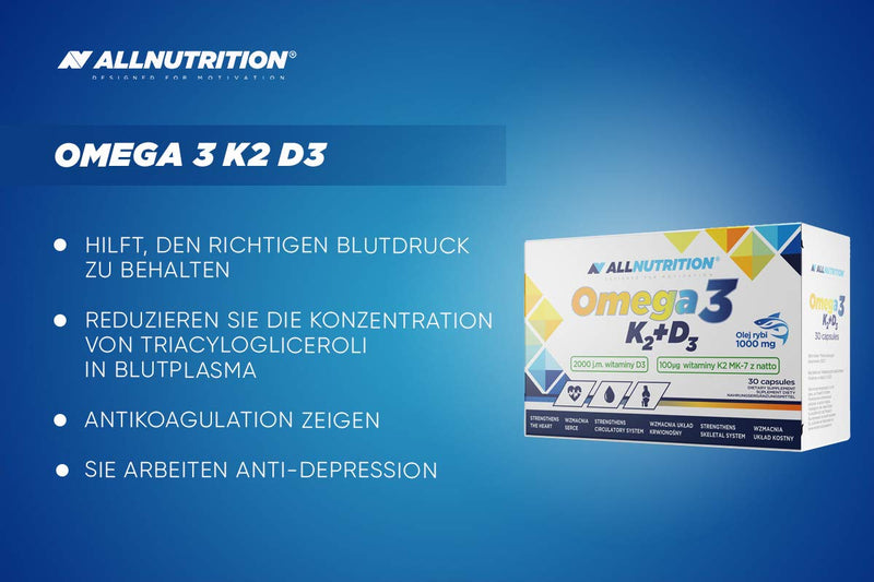 [Australia] - ALLNUTRITION OMEGA 3 K2 D3 is a high quality supplement containing fish oil and vitamins K2 and D3. 